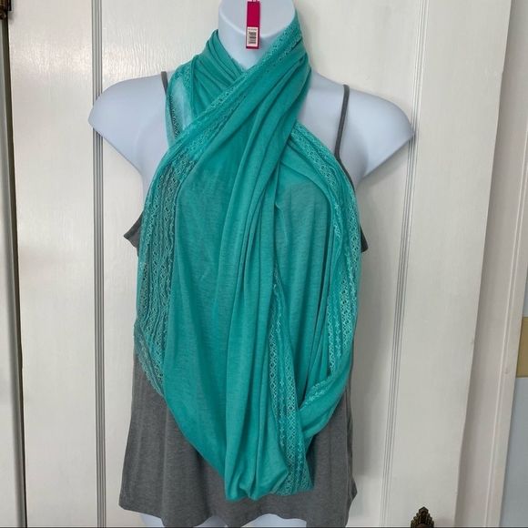 Green and lace infinity scarf by Catherine Malandrino mint green NWT - Picture 3 of 7